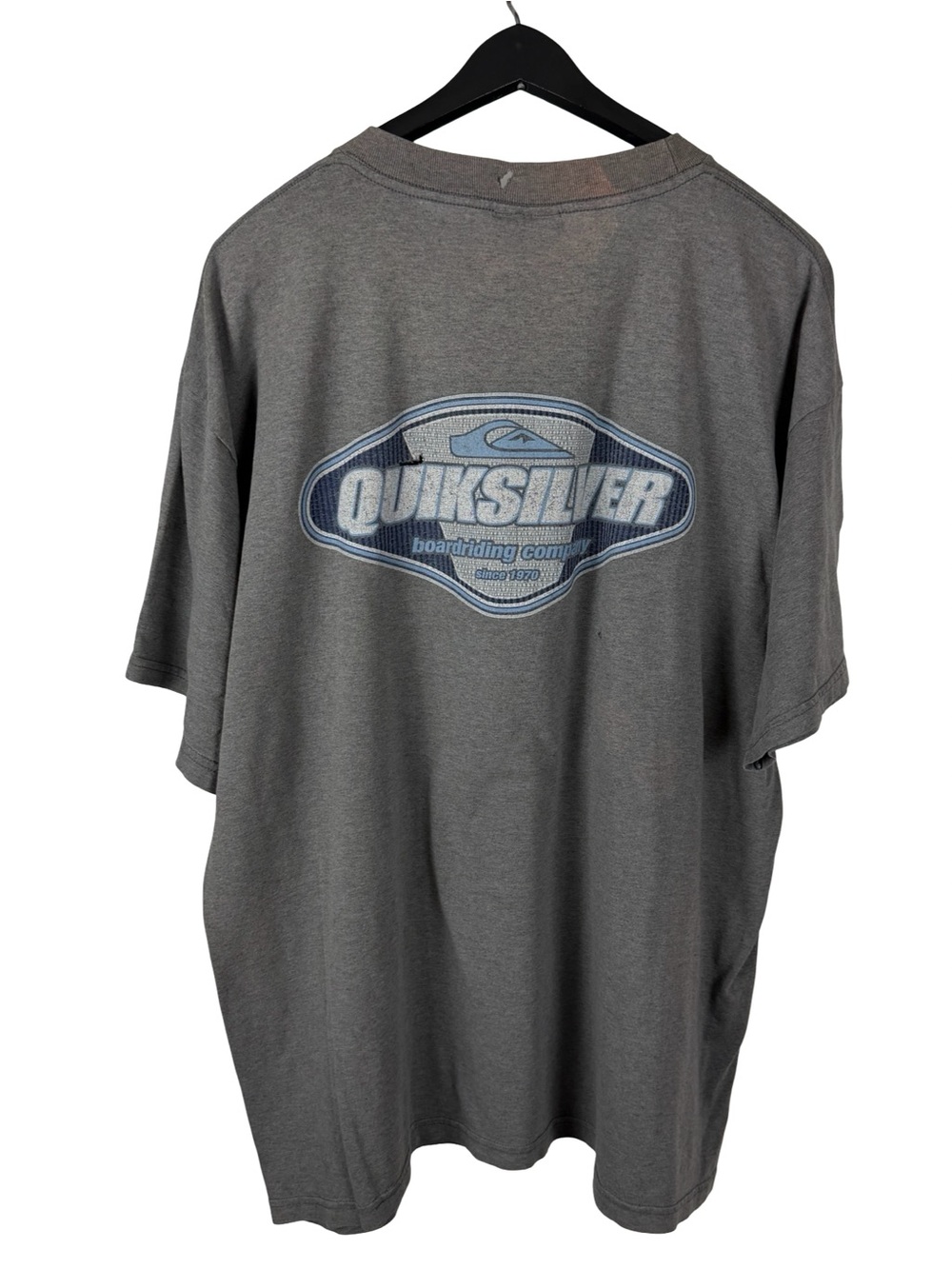 Vintage Y2K Quiksilver Surf Streetwear Double Sided Graphic Grey Shirt Size XL